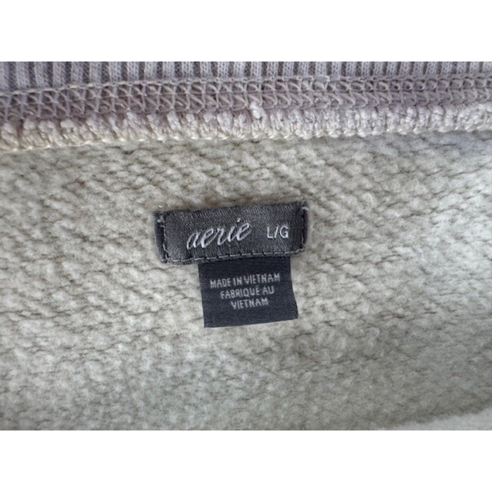 Aerie Wide Scoop Neck Drawstring Cream Oversized Sweatshirt LRG Athleisure Comfy - Picture 4 of 9
